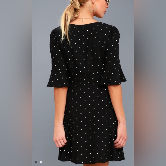 Free People All Yours black polka dot tie dress, size 6 - Picture 3 of 7